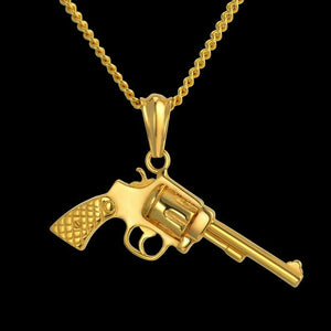 Solid Gold Classic Revolver Gun Pendant with High Polished Finished SP33 - Royal Dubai Jewellers