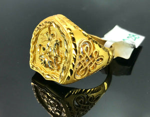 22k Ring Solid Gold ELEGANT Charm Classic Medieval Band "RESIZABLE" r2028mon - Royal Dubai Jewellers