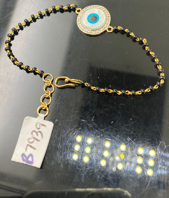 22K Solid Gold Black Beads Bracelet B7939 - Royal Dubai Jewellers