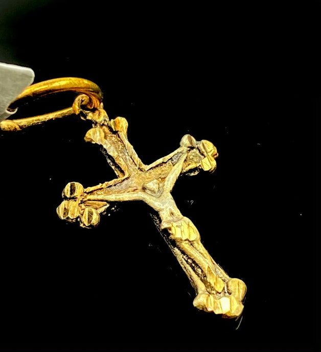 22k Pendant Solid Gold ELEGANT Simple Religious Jesus Cross Pendant P1529 - Royal Dubai Jewellers