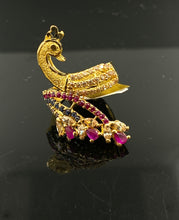 22K Solid Gold Peacock Style Ring With Stones R5516 - Royal Dubai Jewellers