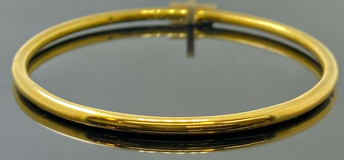 22k Bangle Solid Gold Simple Ladies High Polished Plain Design B425 - Royal Dubai Jewellers