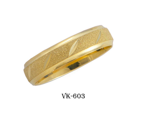 14k Solid Gold Elegant Ladies Modern Stone Finished Flat Band 5mm Ring VK603v(Y) - Royal Dubai Jewellers