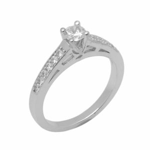 14k Solid Gold Elegant Ladies Modern Prong With Cathedral Solitaire Ring D2134v - Royal Dubai Jewellers