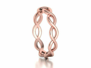 14k Ring Solid Rose Gold Ladies Jewelry Elegant Simple Weave Band CGR69R - Royal Dubai Jewellers