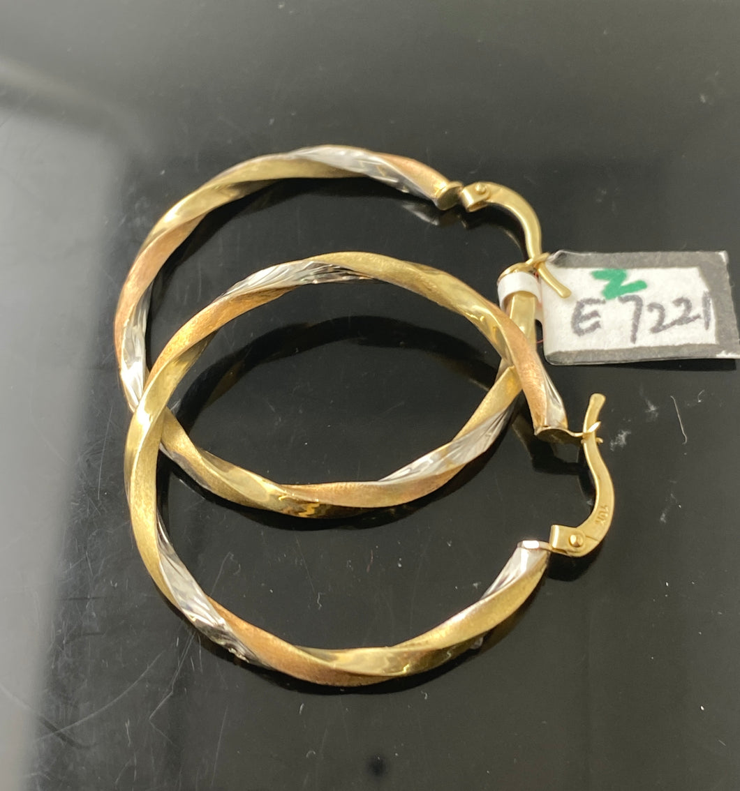 10k Solid Gold Ladies Designer Spiral Hoop Earrings E7221z - Royal Dubai Jewellers