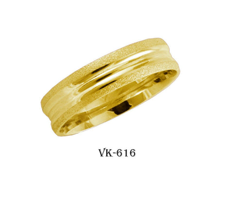 14k Solid Gold Elegant Ladies Modern Sandstone Flat Band 5mm Ring VK616v(Y) - Royal Dubai Jewellers