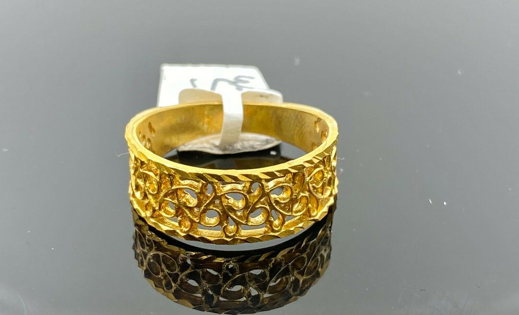 22k RIng Solid Gold Elegant Diamond Cut Geometric Design Ladies Ring R2065 mon - Royal Dubai Jewellers