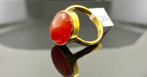 22k Ring Solid Gold Men's Plain Design with Precious Stone R2814 - Royal Dubai Jewellers
