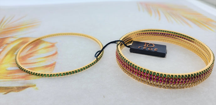 22k Solid Gold Elegant Multi Color Bangle fdbg054 - Royal Dubai Jewellers