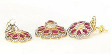 22k Pendant Set Solid Gold ELEGANT Classic Round Floral With Ruby Stone p2136 - Royal Dubai Jewellers
