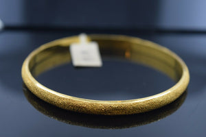 22k Bangle Solid Gold Elegant Ladies Plain Design with Sandblasting B435 - Royal Dubai Jewellers