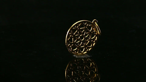 22k 22ct Solid Gold ELEGANT Simple Diamond Cut Floral Pendant P2041 - Royal Dubai Jewellers
