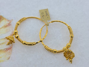 22K Solid Gold Diamond Cut Hoops E22528 - Royal Dubai Jewellers
