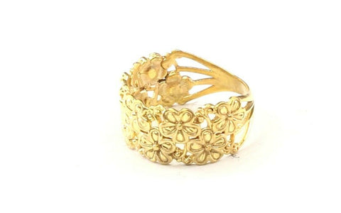 22k Ring Solid Gold ELEGANT Charm Woman Floral Band SIZE 8 "RESIZABLE" r2442 - Royal Dubai Jewellers