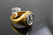 22k Ring Solid Gold Ring Men Modern Exotic Car Emblem Two Tone Design R1664 - Royal Dubai Jewellers