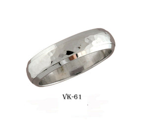 18k Solid Gold Elegant Ladies Modern Hammer Finished Flat Band 6MM Ring VK61v - Royal Dubai Jewellers