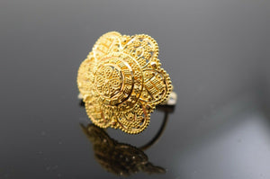 22k Ring Solid Gold Ring Ladies Jewelry Simple Floral Filigree Design R2045 - Royal Dubai Jewellers