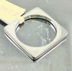 18k Ring Solid Gold ELEGANT Simple Square Shape Ladies Band r2386z - Royal Dubai Jewellers