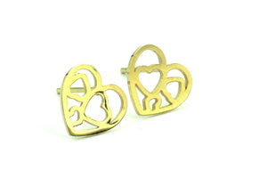 Solid Gold Ladies Jewelry Simple Heart with in Heart Design Earnings SE6 - Royal Dubai Jewellers