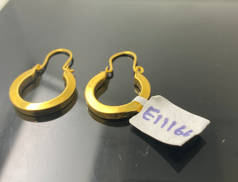 21K Solid Gold Plain Hoops E11166 - Royal Dubai Jewellers