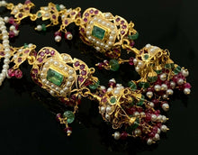 22k Necklace Set Solid Gold Ladies Classic Multi Color Stone Design LS116 - Royal Dubai Jewellers