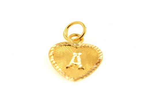 22k 22ct Solid Gold Charm Letter A Pendant Heart Design p1197 ns - Royal Dubai Jewellers
