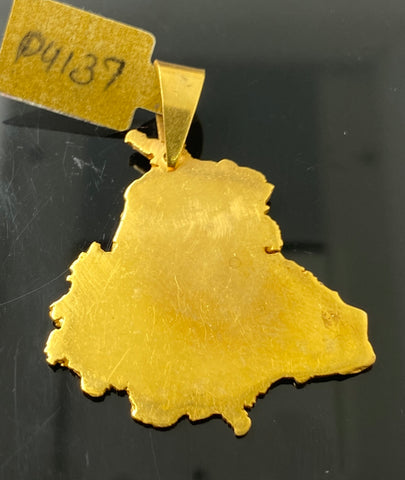 22k Solid Gold Simple Map Of Punjab Pendant p4137 - Royal Dubai Jewellers
