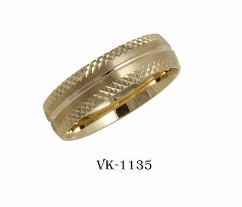 18k Solid Gold Elegant Ladies Modern Machine Finished Flat Band 6mm Ring VK1135v - Royal Dubai Jewellers