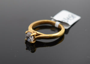 22k Ring Solid Gold ELEGANT Woman Solitaire Band SIZE 4 "RESIZABLE" r2450 - Royal Dubai Jewellers