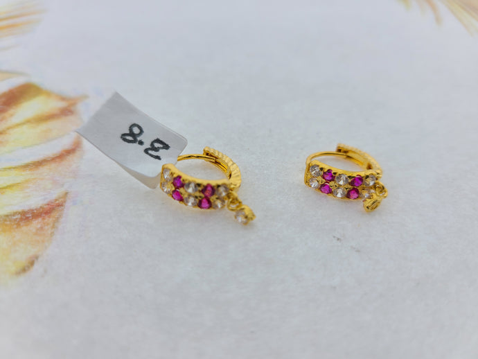 22K Solid Gold Multicolored Clip Ons E22329 - Royal Dubai Jewellers