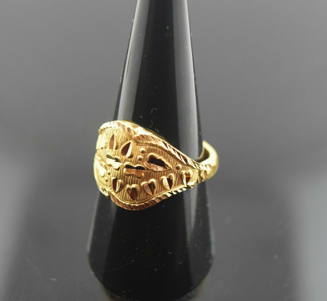 22k Ring Solid Gold ELEGANT STONE Ring with Diamond Cut 