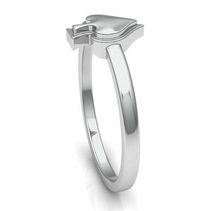 18k Ring Solid White Gold Ladies Jewelry Elegant Simple Spade Design GR56W - Royal Dubai Jewellers