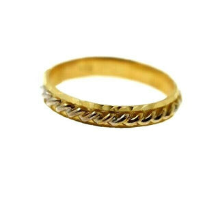 22k Ring Solid Gold ELEGANT Charm Mens Ring Two Tone SIZE 11 "RESIZABLE" r1674 - Royal Dubai Jewellers