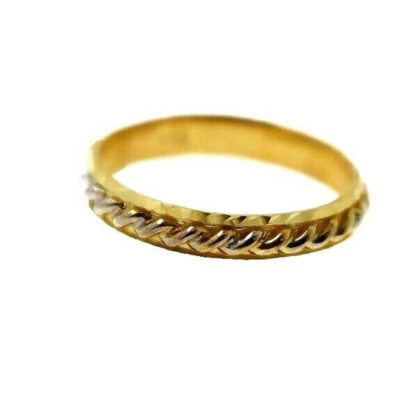 22k Ring Solid Gold ELEGANT Charm Mens Ring Two Tone SIZE 11 