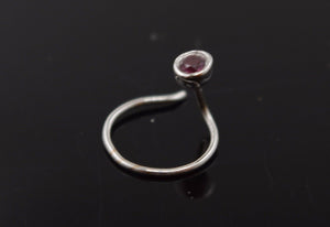 Authentic 18K White Gold Nose Pin Ring Purple Birth Stone October n127 - Royal Dubai Jewellers
