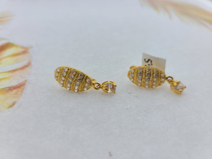 22K Solid Gold Zircon Clip Ons E22263 - Royal Dubai Jewellers