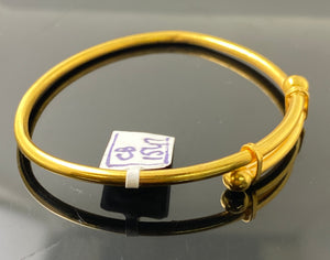 22k Solid Gold kids Designer Adjustable Plain Round Bangle CB1547 - Royal Dubai Jewellers