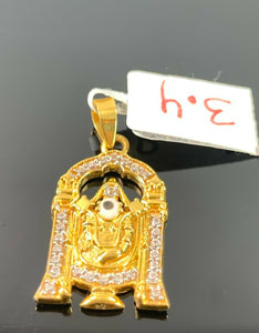 22k Pendant Solid Gold Elegant Simple Classic Hindu Religious Balaji Idol P3039 - Royal Dubai Jewellers