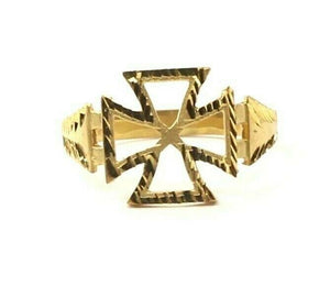 22k Ring Solid Gold ELEGANT Charm Men  Cross Band SIZE 10 "RESIZABLE" r2337 - Royal Dubai Jewellers