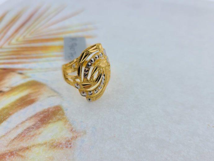 22K Solid Gold Two Tone Designer Ring R9070 - Royal Dubai Jewellers