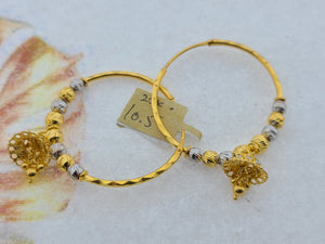 22K Solid Gold Two Tone Hoops E22533 - Royal Dubai Jewellers