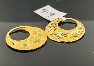 22k Solid Gold Men Earrings Diamond Cutting And Diamond Shimmer Naatiyaan E6841 - Royal Dubai Jewellers