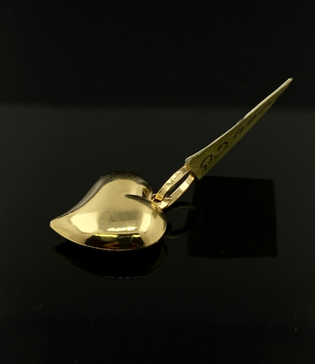 18k Solid Gold Curved Bottom Heart Pendant P3980 - Royal Dubai Jewellers
