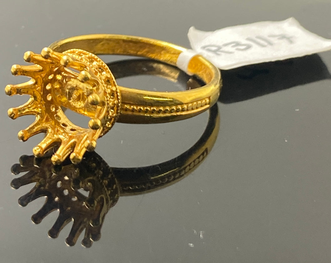 22k Solid Gold Ladies Elegant Crown Ring r3117 - Royal Dubai Jewellers