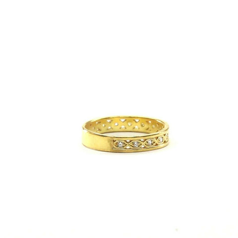 22k Ring Solid Gold ELEGANT Charm Ladies Stone Band SIZE 7 "RESIZABLE" r2337z - Royal Dubai Jewellers