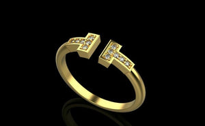 22k Ring Sold Yellow Gold Ladies Jewelry Modern T Shape Design CGR53 - Royal Dubai Jewellers
