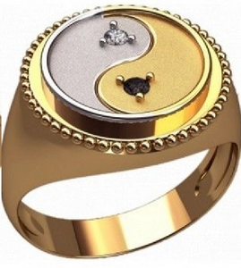 Custom Handmade Elegant Men Ring Unique Modern Ying Yang Design 30370 - Royal Dubai Jewellers