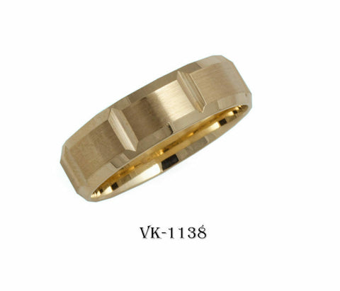 18k Solid Gold Elegant Ladies Modern Matte Finished Flat Band 6mm Ring VK1138v - Royal Dubai Jewellers
