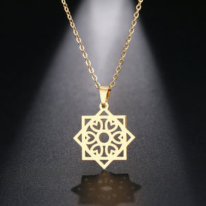 Solid Gold Octagon Filigree Floral Pendant with High Polished Finishing SP13 - Royal Dubai Jewellers